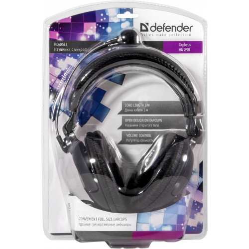 Стерео наушники + микрофон DEFENDER HN-898 (с регулятором громкости)
